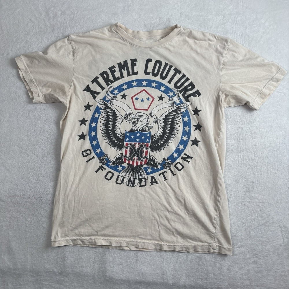 Xtreme Couture GI Foundation Beige Short Sleeve Graphic Shirt Men's Large